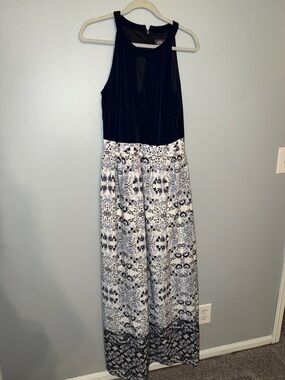 Navy and White Floral Maxi Dress